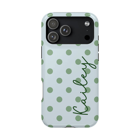 Mint To Be Polka Dot Magnetic Phone Case (Personalized)
