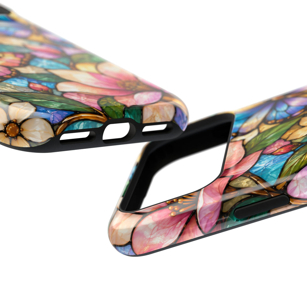 Butterfly Mosaic Floral Stained Glass Magnetic Phone Case