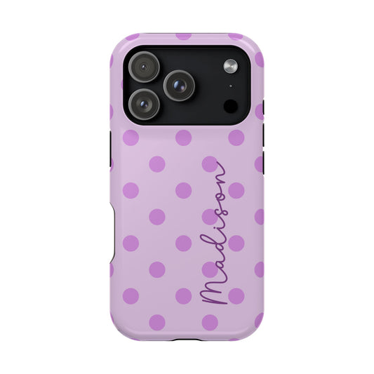 Lovely LavenderPolka Dot Magnetic Phone Case (Personalized)