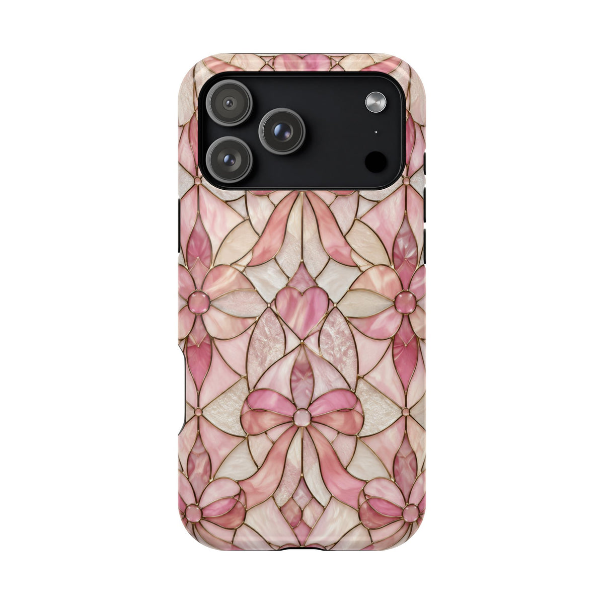 Bow and Bloom Pink Stained Glass Magnetic Phone Case