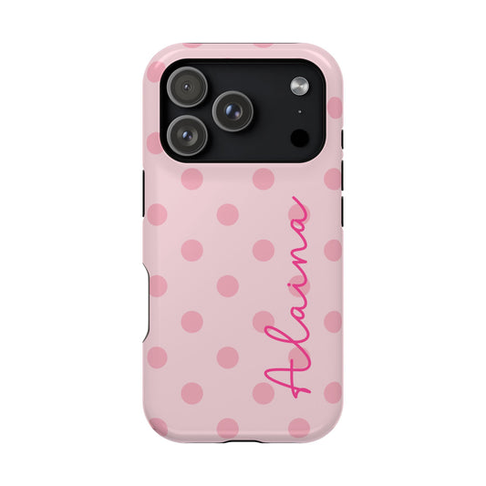 Pretty in Pink Polka Dot Magnetic Impact Case (Personalized)