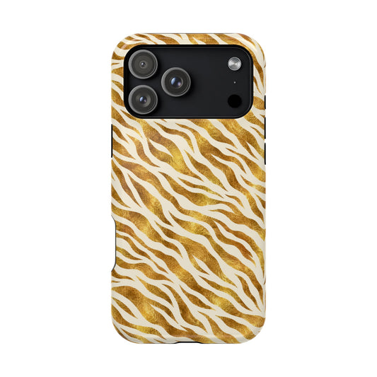 Golden Safari Zebra Print Magnetic Phone Case
