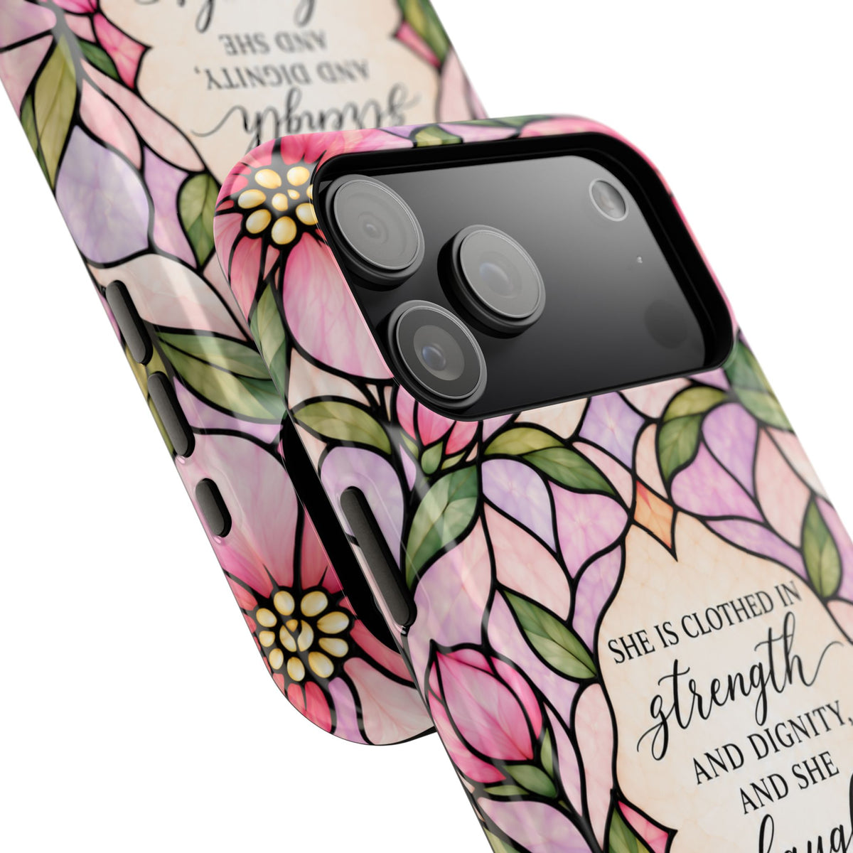 Grace in Bloom Stained Glass Scripture Magnetic Phone Case | Proverbs 31:25