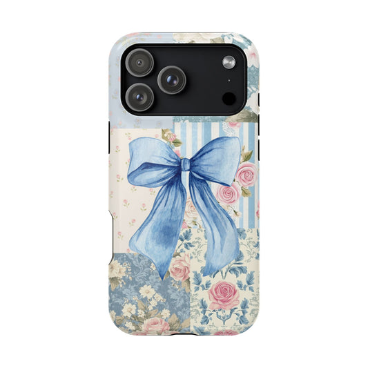 Blue Belle Vintage Floral Patchwork Magnetic Phone Case
