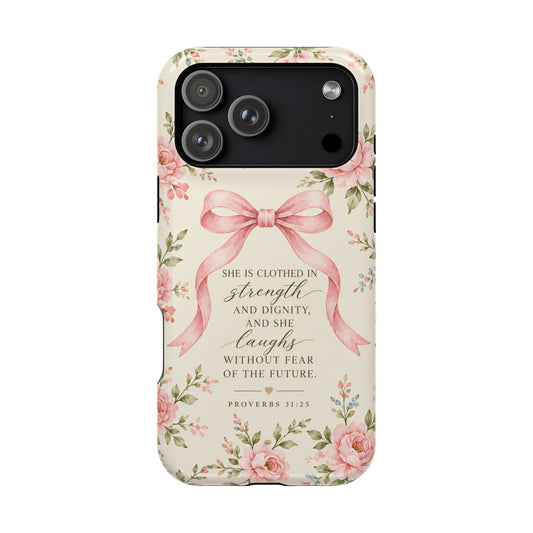 Strength & Grace Floral Scripture Magnetic Phone Case