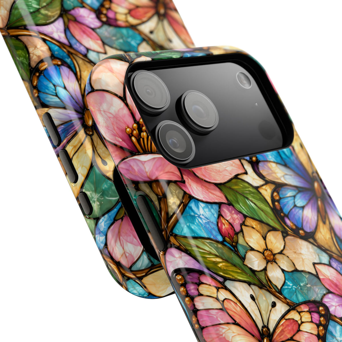 Butterfly Mosaic Floral Stained Glass Magnetic Phone Case