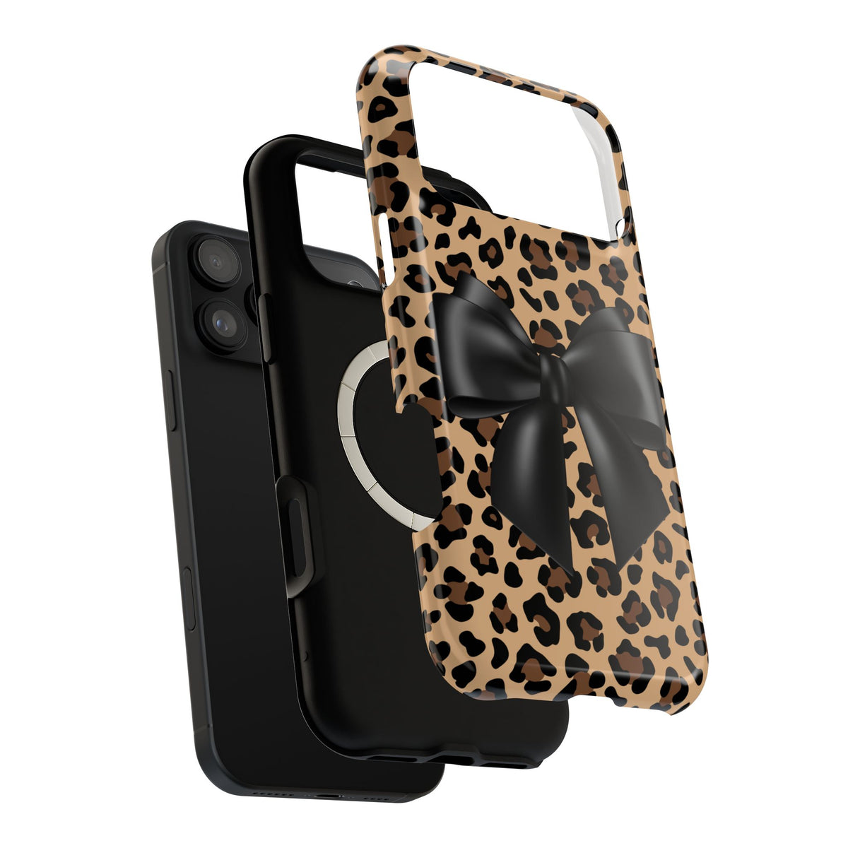 Bow Wild Leopard Print Magnetic Phone Case