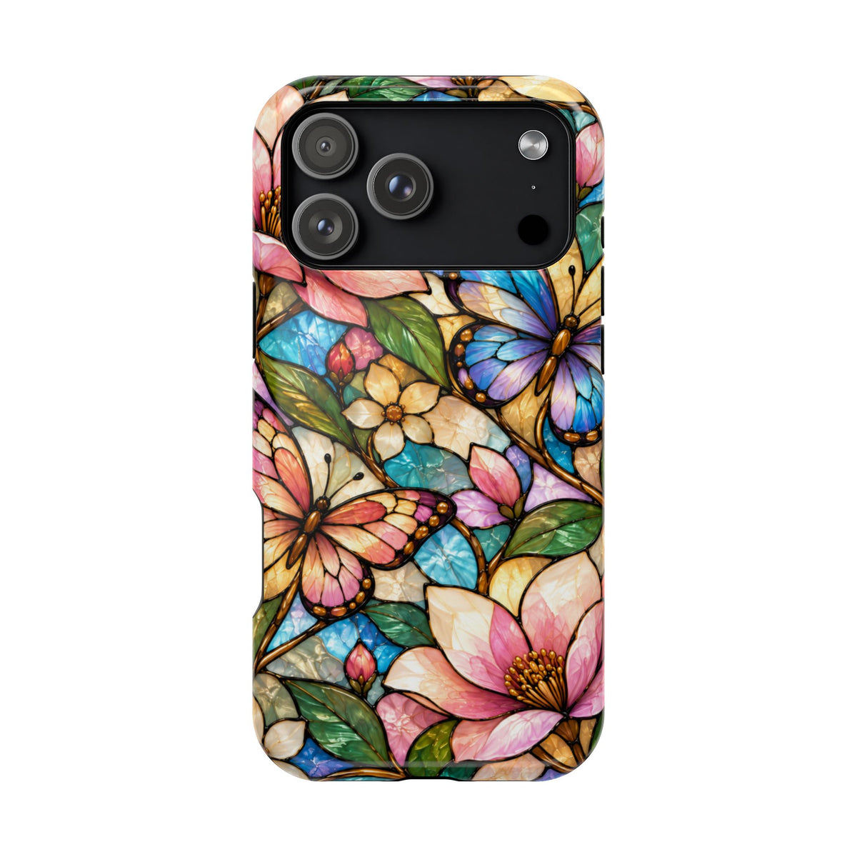 Butterfly Mosaic Floral Stained Glass Magnetic Phone Case
