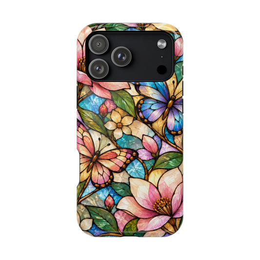 Butterfly Mosaic Floral Stained Glass Magnetic Phone Case