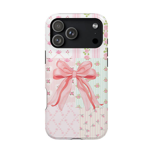 Rosey Ribbon Coquette Bow Magnetic Impact-Resistant Phone Case (Personalized)