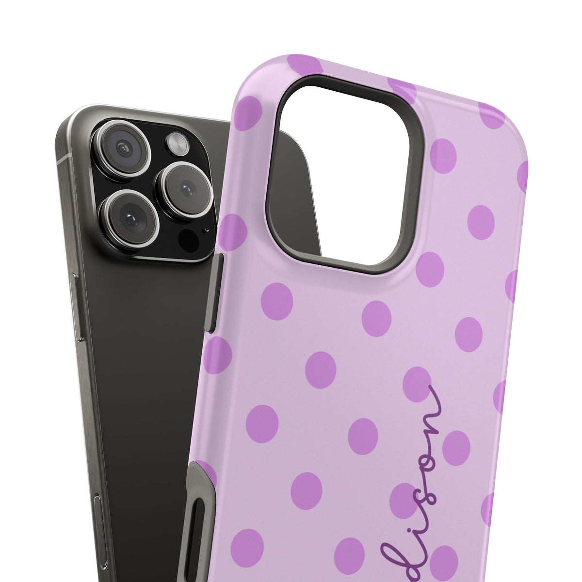 Lovely LavenderPolka Dot Magnetic Phone Case (Personalized)