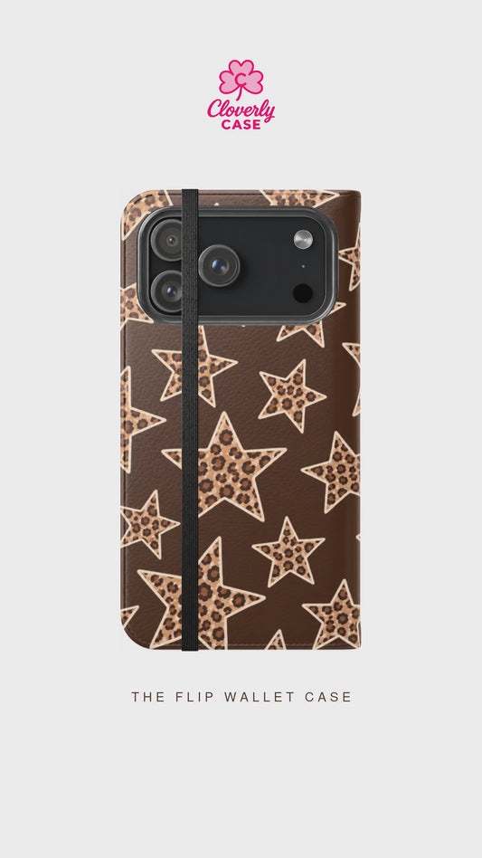 Starstruck Leopard Flip Wallet Phone Case